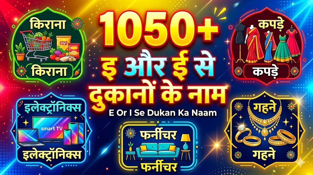 1050+ इ और ई अक्षर से शुरु होने वाली दुकानों की नाम E Or I Se Dukan Ka Naam