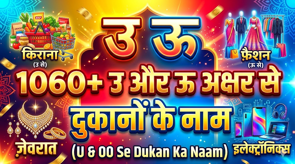 1060+ उ और ऊ अक्षर से दुकानों की नाम 'OO' Or 'U' Se Dukan Ka Naam