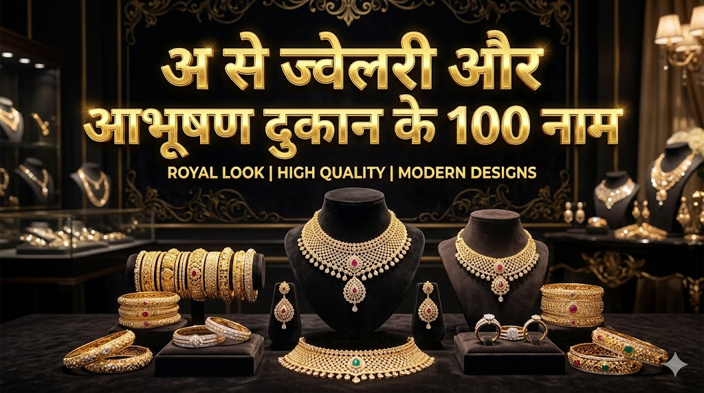 6. अ अक्सर से ज्वेलरी और आभूषण की दुकान का नाम (Jewellery - 100 नाम)