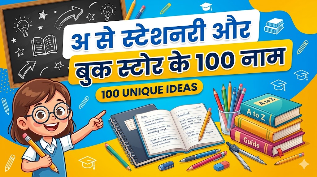 10. अ अक्सर से स्टेशनरी और बुक स्टोर की दुकान का नाम (Books & Stationery - 100 नाम)
