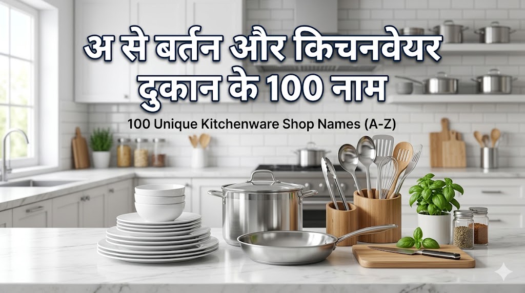 7. अ अक्सर से बर्तन और किचनवेयर की दुकान का नाम (Utensils - 100 नाम)