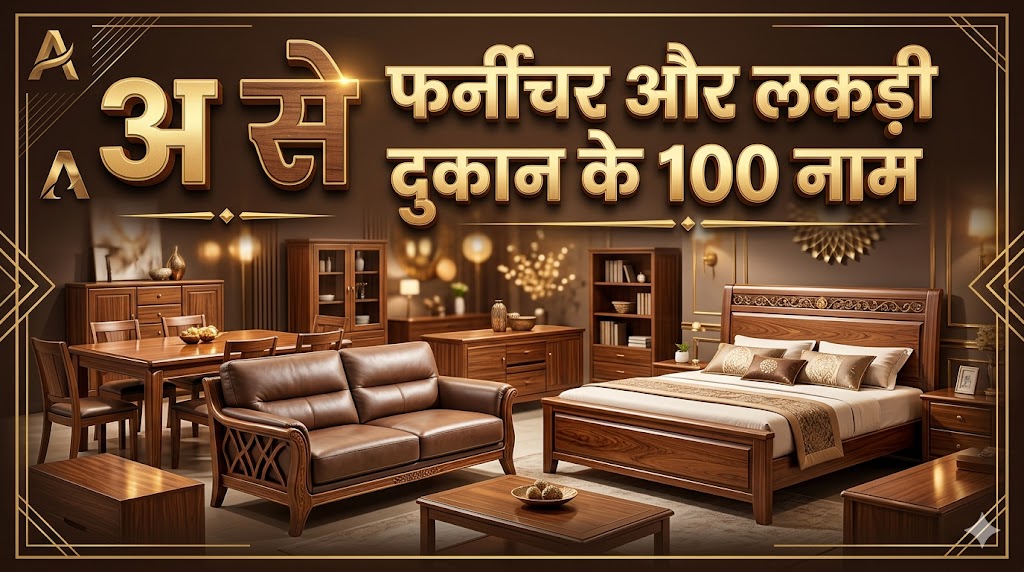 9. अ अक्सर से फर्नीचर और लकड़ी की दुकान का नाम (Furniture - 100 नाम)