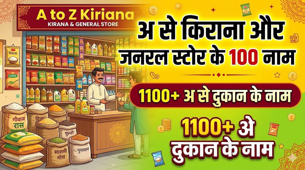 1. अ अक्षर से किराना और जनरल स्टोर्स की दुकान का नाम (Grocery & General - 100 नाम)
