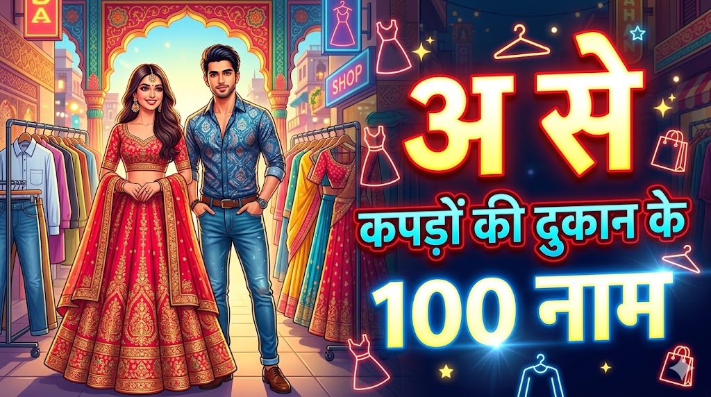 2. अ अक्षर से कपड़ों की दुकान का नाम (Clothing & Fashion - 100 नाम)