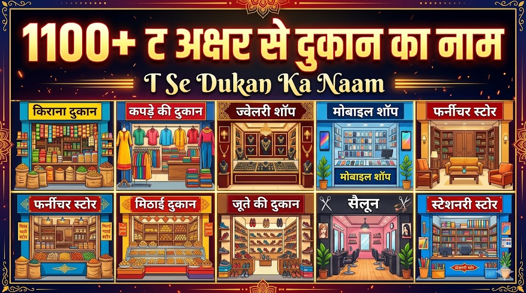 1100+ ट अक्षर से दुकान का नाम T Se Dukan Ka Naam