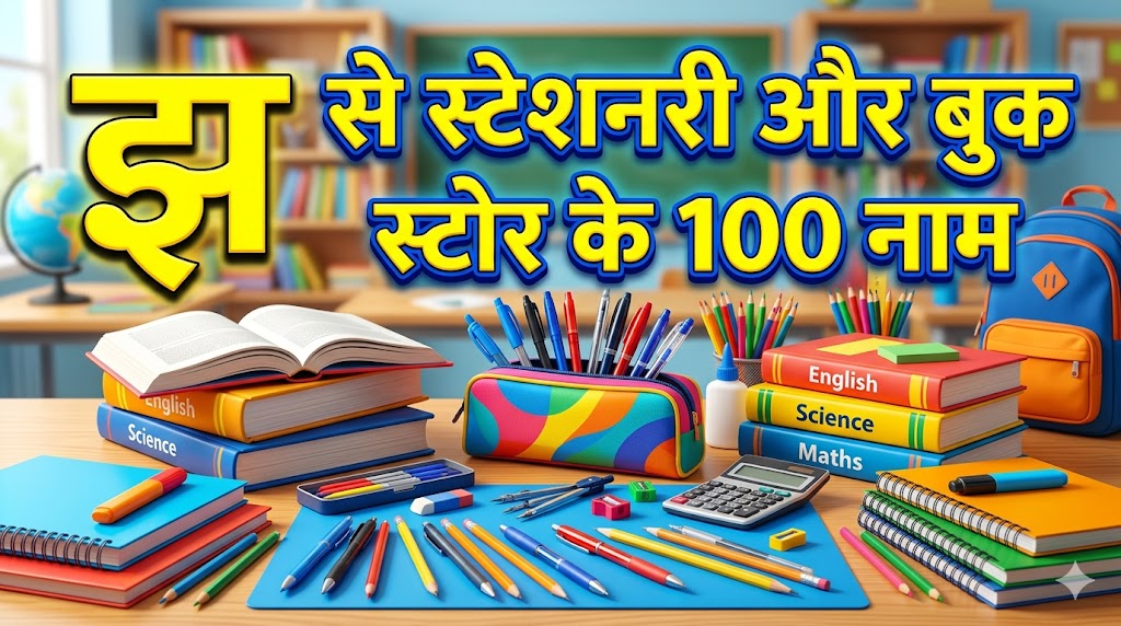 10. झ अक्सर से स्टेशनरी और बुक स्टोर की दुकान का नाम (Books & Stationery - 100 नाम) 