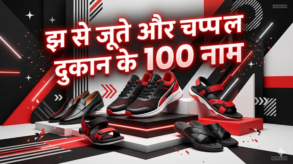 8. झ अक्सर से जूते और चप्पल की दुकान का नाम (Footwear - 100 नाम) 