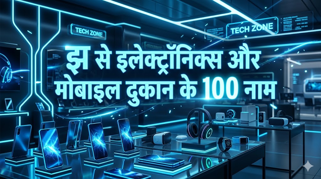  5. झ अक्सर से इलेक्ट्रॉनिक्स और मोबाइल की दुकान का नाम (Electronics & Mobile - 100 नाम) 